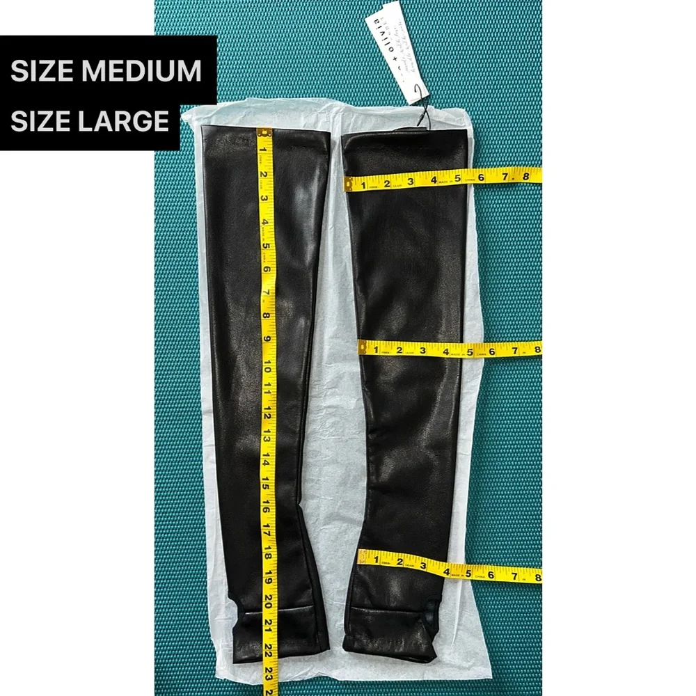 Alice + Olivia Vegan Leather Black Long Opera Dress Gloves